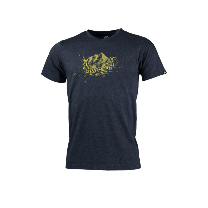 NORTHFINDER pánske tričko outdoorové melanžové bavlnené s vysokými kopcami ABELIN