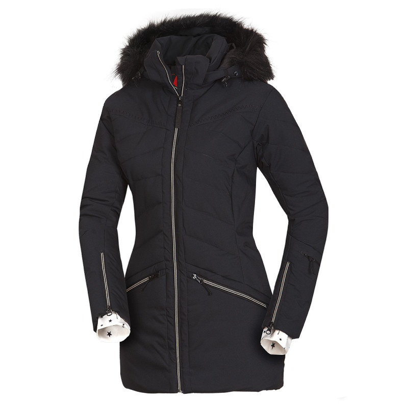 Women's alpine jacket insulated series long style with fur 2-layer IRNES