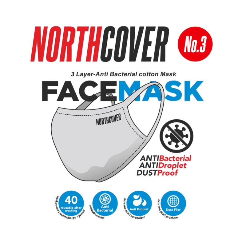 3 layer antibacterial mask No.03 reusable (pack 5 pcs) NORTHCOVER