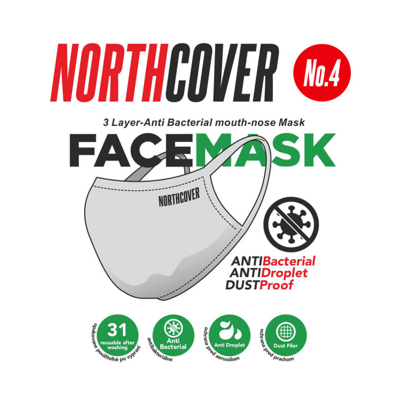 AC-3015SII 3 layer antibacterial mouth-nose mask No. 04 reusable (pack 5 pcs)
