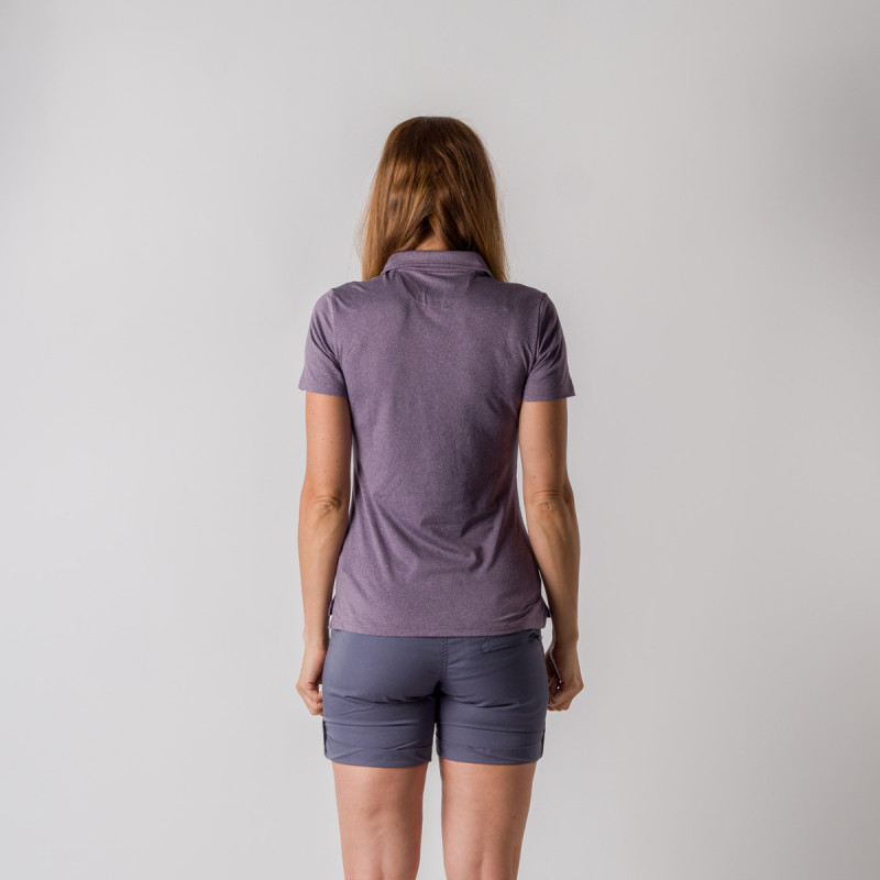 TR-4820OR women's polo t-shirt from recycled fibres CHAYA - Comfortable, stretchy, and soft material, made from a blend of recycled polyester and spandex.