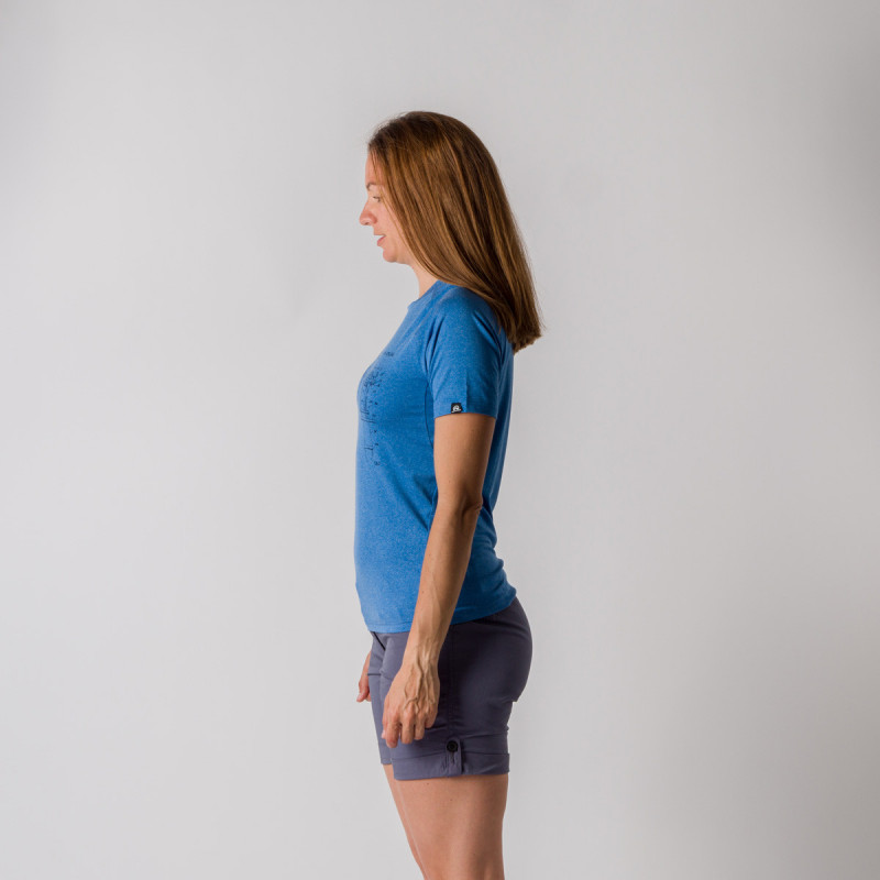 TR-4815OR women's active t-shirt with print from recycled fibres MADELEINE - Comfortable, stretchy, and soft material made from a blend of recycled polyester and spandex.