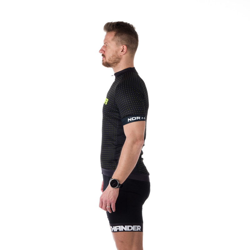TR-3807MB men's e-bike t-shirt half zip GERARDO - stretchy functional shirt for every bike ride - front with full zipper and three pockets on the back.