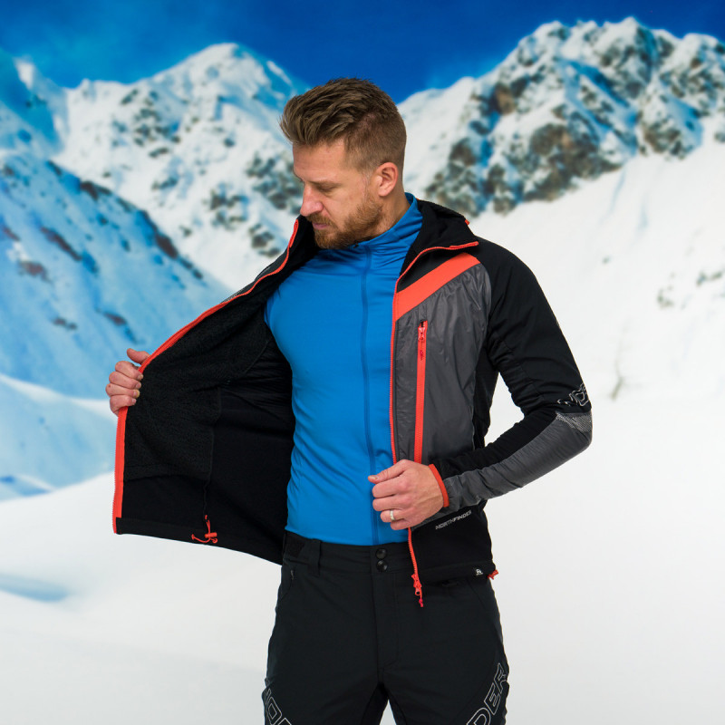 Lightweight men's skialp technical polartec® alpha direct jacket SOLISKO - <ul><li>Performance-oriented men's jacket with hybrid, ergonomic construction regulates the internal climate and makes sure you stay dry</li><li> Extremely suitable for active ski mountaineering, cross-country skiing and intense hiking in cold temperatures</li><li> Excels with tremendous mobility based on moulded parts and superelastic materials</li>