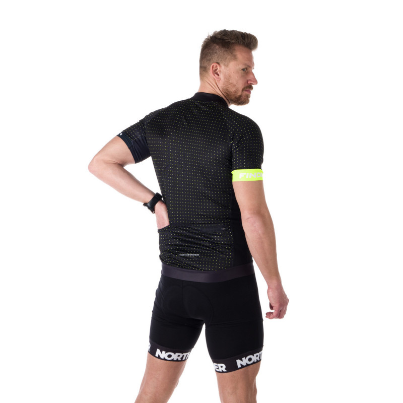 TR-3807MB men's e-bike t-shirt half zip GERARDO - stretchy functional shirt for every bike ride - front with full zipper and three pockets on the back.