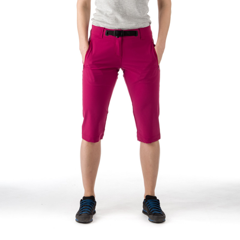 Women's stretch shorts WENDY - <ul><li>Ladies knee-length shorts made of light and stretchy knit-fabric containing nylon and spandex that delivers extreme mobility, breathability and make them windproof</li><li> Thanks to Teflon DWR Eco Elite finishing material gets not wet</li><li> The waistband with an integrated belt has belt loops and snap closure</li>