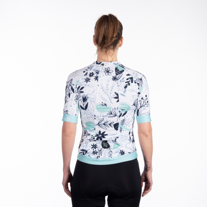 TR-4900MB women's bike active full zipp t-shirt MARGARET - Stretchy printed cycling jersey with full zipper and phone pockets.