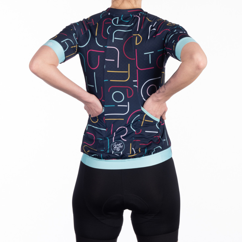 TR-4900MB women's bike active full zipp t-shirt MARGARET - Stretchy printed cycling jersey with full zipper and phone pockets.