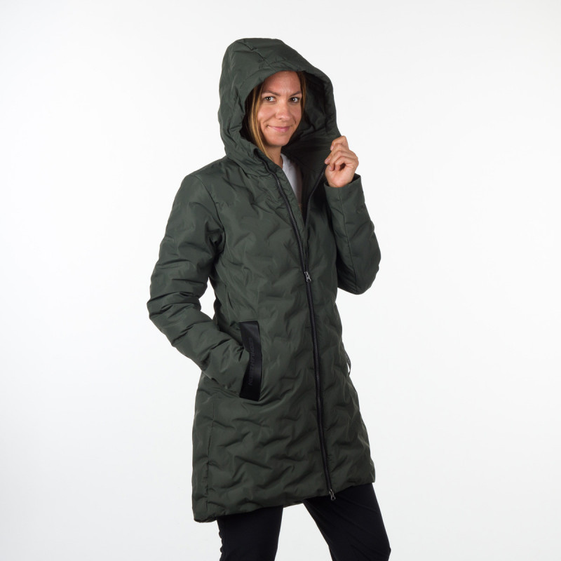 BU-4962SP women's jacket BU-4962SP - Elegant women's jacket for fall and cold winter, with a high collar and fixed hood.