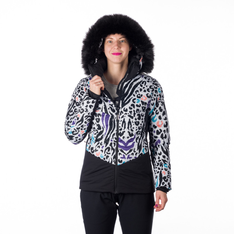 BU-6145SNW women's ski allover print insulated jacket VIVIAN - 
