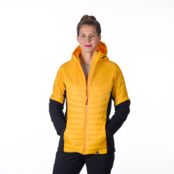 BU-6131OR women's outdoor hybrid like down jacket with softshell
