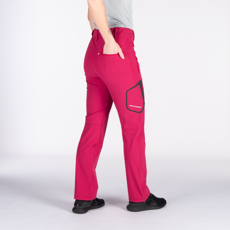 Women's stretch pants MATTIE - <ul><li>Women's outdoor 1-layer trousers are made of lightweight polyamid fabric with spandex that delivers extreme breathability and comfortable mobility</li><li> PFC free coating prevents water droplets from soaking</li><li> Belt with an integrated mesh belt and snap button closure</li>
