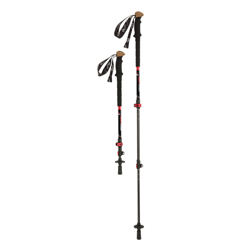 3-parts poles trekking composite 135 SUMMIT - <ul><li>Easy three-part telescopic poles from high quality composite material with a metallic flick quick-release lock</li><li> The clear choice for demanding tourists thanks to quick and easy handling and material flexibility</li><li> Clubs are ergonomically designed a foam-cork handle prolonged handrail for walking beam in a single adjustable strap</li>