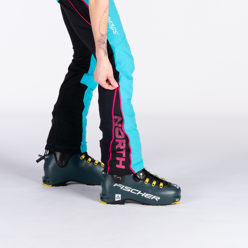 NO-46622SKP women´s ski-touring pants active sport warm fleece Polartec power stretch pro KAMENISTA - Materiál POLARTEC® Power Stretch® Pro™ je mimoriadne flexibilný, dýchajúci a termoizolačný, pokrytý vpredu vetruodolnou dvojvrstvovou membránou.