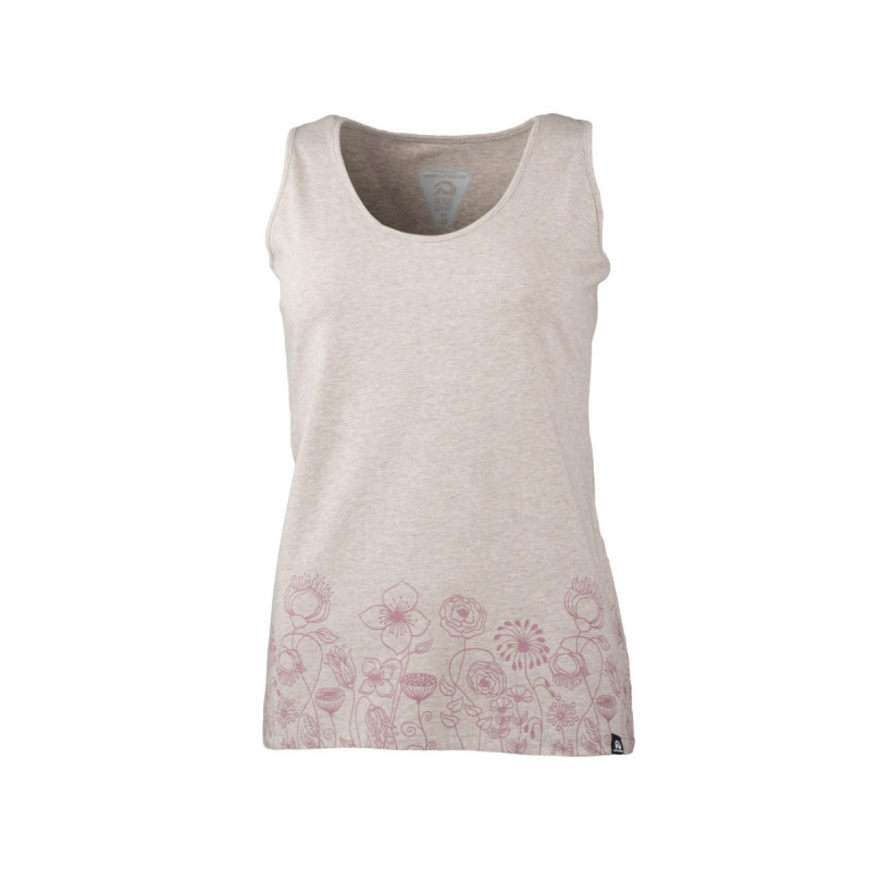 NORTHFINDER dámské tričko tílko melanžové bavlněné s květinovým motivem REMIGA